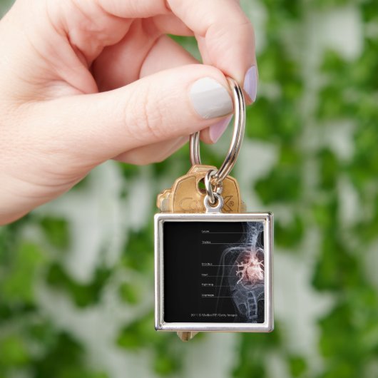 Schema van het ademhalingssysteem en het hart sleutelhanger (Hand)