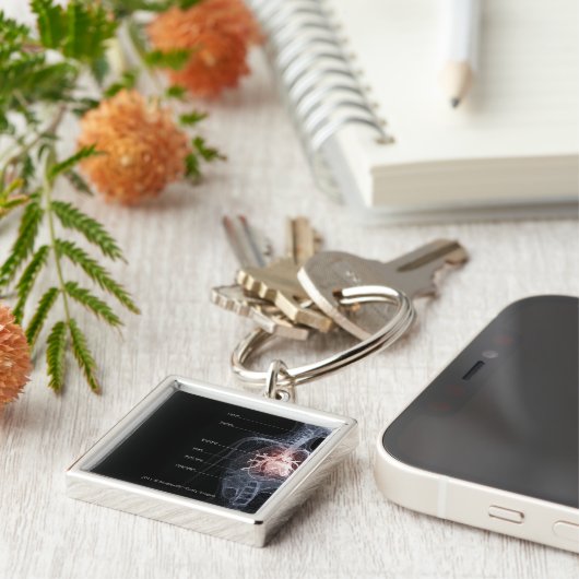 Schema van het ademhalingssysteem en het hart sleutelhanger (Zijkant)