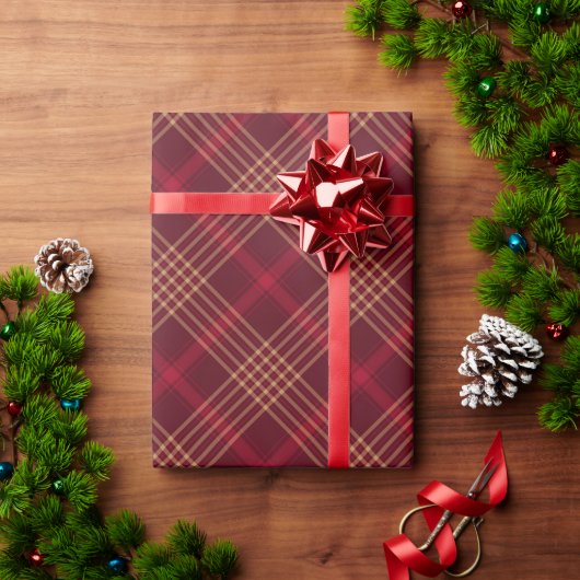 Schema van het rode bordeaux goudplaat cadeaupapier (Feestdagen Geschenken)