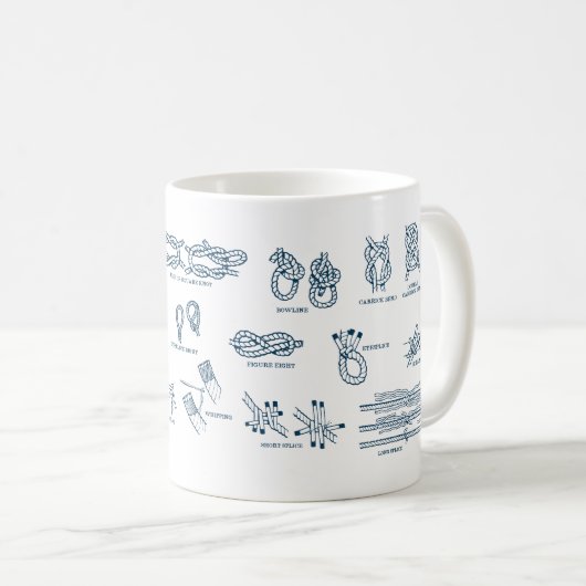 Schema van het stropdas van nautische knopen en ci koffiemok (Voorkant rechts)