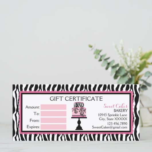 Schema voor bakkerij met Zebra Print Cake (Staand voorkant)