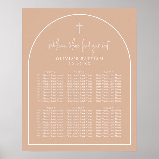 Schema voor Blush Roze Arch Minimalistisch Baptism Poster (Voorkant)
