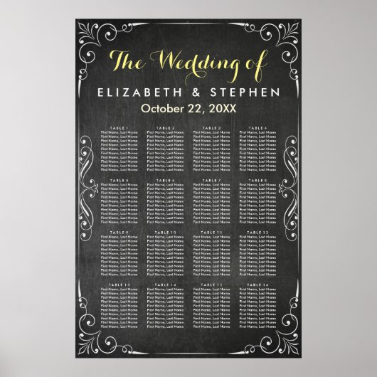 Schema voor de bruiloft rond zwart-wit poster (Voorkant)