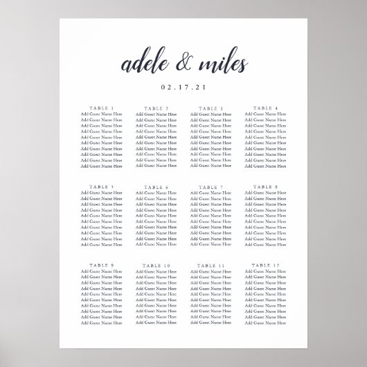 Schema voor de bruiloft van marineschepen en witte poster (Voorkant)