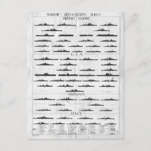 Schema voor de herkenning van oorlogsschepen in de briefkaart