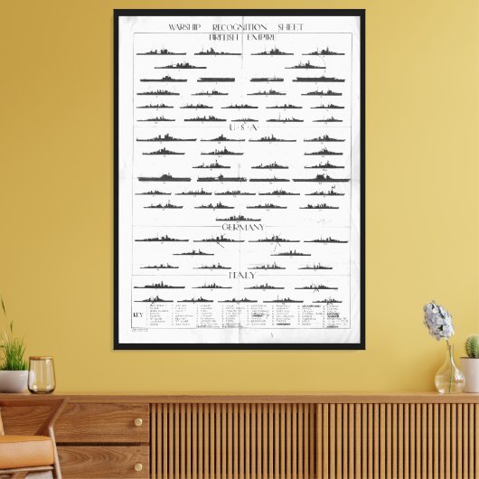 Schema voor de herkenning van oorlogsschepen in de canvas afdruk (Insitu (Woonkamer))