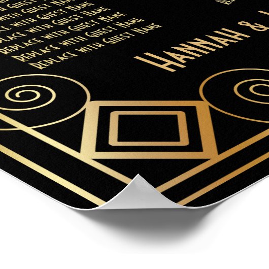 Schema voor decoontvangst in zwart en goudkunst poster (Hoek)