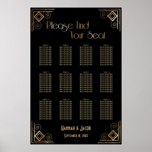 Schema voor decoontvangst in zwart en goudkunst poster (Voorkant)