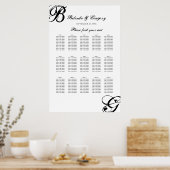 Schema voor een bruiloft met zwart/wit script poster (Keuken)