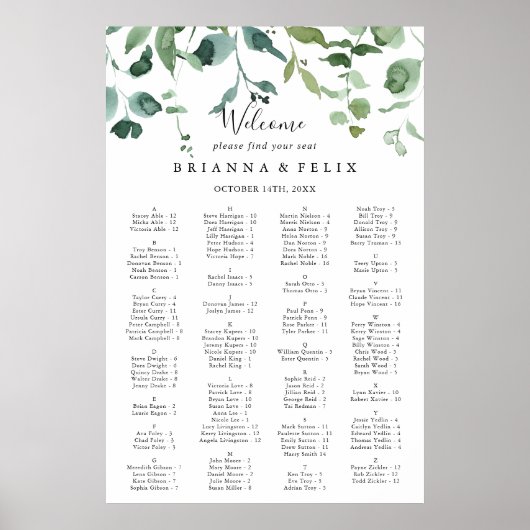 Schema voor groene bladvulling met script poster (Voorkant)