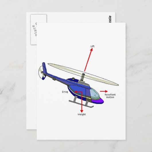 Schema voor helikoptervlucht briefkaart (Voorkant / Achterkant)