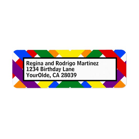 Schema voor kleurrijke regenboog: kruisstrepen etiket (Voorkant)