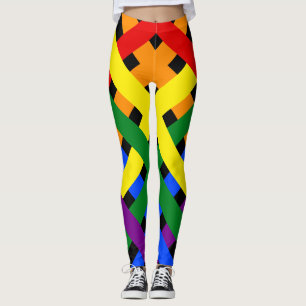 Schema voor kleurrijke regenboog: kruisstrepen leggings