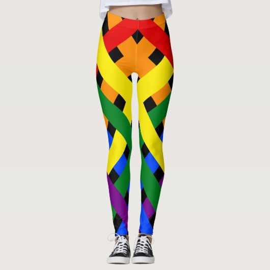 Schema voor kleurrijke regenboog: kruisstrepen leggings (Voorkant)