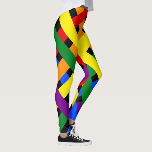 Schema voor kleurrijke regenboog: kruisstrepen leggings (Rechts)