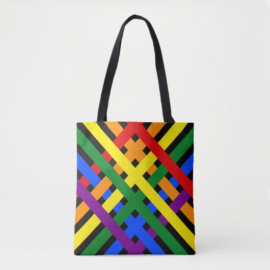 Schema voor kleurrijke regenboog: kruisstrepen tote bag (Voorkant)