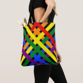 Schema voor kleurrijke regenboog: kruisstrepen tote bag (Dichtbij)
