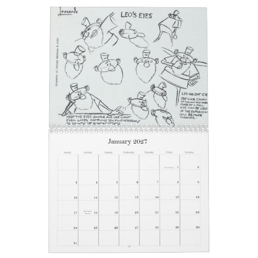 Schema voor modelblad Leonardo 2010 Kalender (Jan 2027)