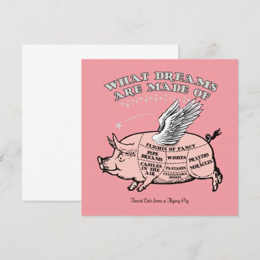 Schema voor vliegende varken bedankkaart (Voorkant / Achterkant)