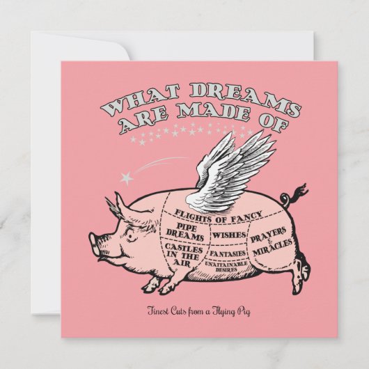 Schema voor vliegende varken bedankkaart (Voorkant)