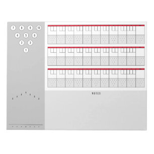 Schema's en notities voor Bowling-score Rood en Notitieblok