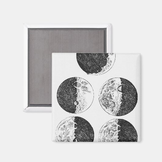 Schema's van de maanfasen van Galileo Magneet (Voorkant / Achterkant)