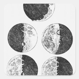 Schema's van de maanfasen van Galileo Vierkante Sticker