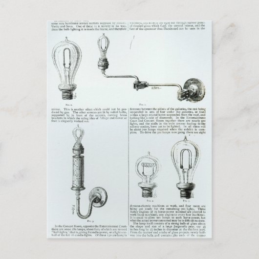 Schema's van gloeilampen en steunen daarvan briefkaart (Voorkant)
