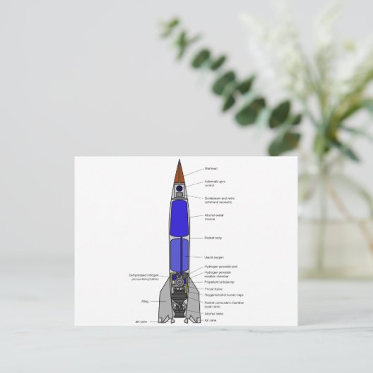 Schematisch diagram van een V-2-raketontwerp Briefkaart (Staand voorkant)