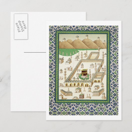 Schematisch Uitzicht van Mekka, met de Qua'bah, va Briefkaart (Voorkant / Achterkant)