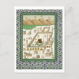 Schematisch Uitzicht van Mekka, met de Qua'bah, va Briefkaart