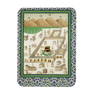 Schematisch Uitzicht van Mekka, met de Qua'bah, va Magneet