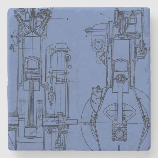 Schematische Mechanical Engineer Tekening Blauwdru Stenen Onderzetter (Voorkant)