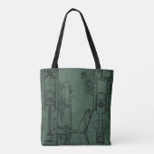 Schematische tekening Oude blauwdruk Mechanische t Tote Bag (Achterkant)