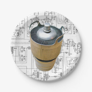 Schematische vormgeving voor keramische zendbuizen papieren bordje