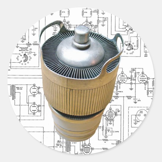 Schematische vormgeving voor keramische zendbuizen ronde sticker (Voorkant)