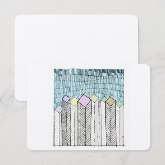 schematische wolkenkrabbers notitiekaartje (Voorkant / Achterkant)