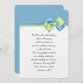 Schemerblauwe en groene linten en strik alleen ont kaart (Voorkant / Achterkant)