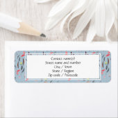Schemerblauwe gebloemde gepersonaliseerde retourad etiket (Insitu)