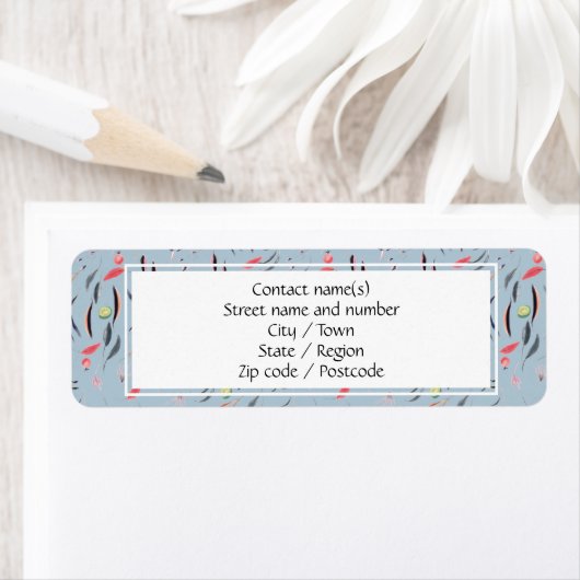 Schemerblauwe gebloemde gepersonaliseerde retourad etiket (Insitu)