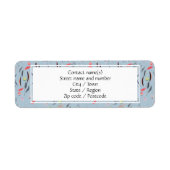 Schemerblauwe gebloemde gepersonaliseerde retourad etiket (Voorkant)