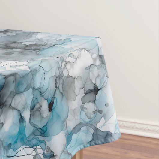 schemerblauwe grijze alcohol vloeibare inkt wervel tafelkleed (Voorbeeld)