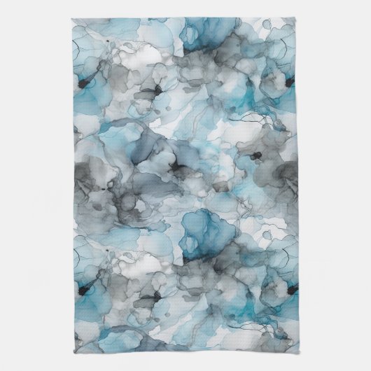 schemerblauwe grijze alcohol vloeibare inkt wervel theedoek (Verticaal)