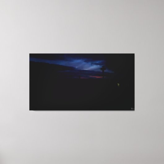 Schemerend Silhouet Landschap Canvas Afdruk (Voorkant)