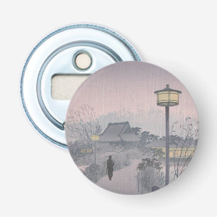 Schemerende regen op het pad naar Shinobazu in Jap Button Flesopener