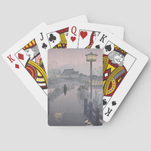 Schemerende regen op het pad naar Shinobazu in Jap Pokerkaarten