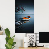 Schemerende Sereniteit: De Oranje Boot Poster (Thuiskantoor)