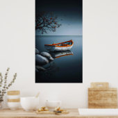 Schemerende Sereniteit: De Oranje Boot Poster (Keuken)