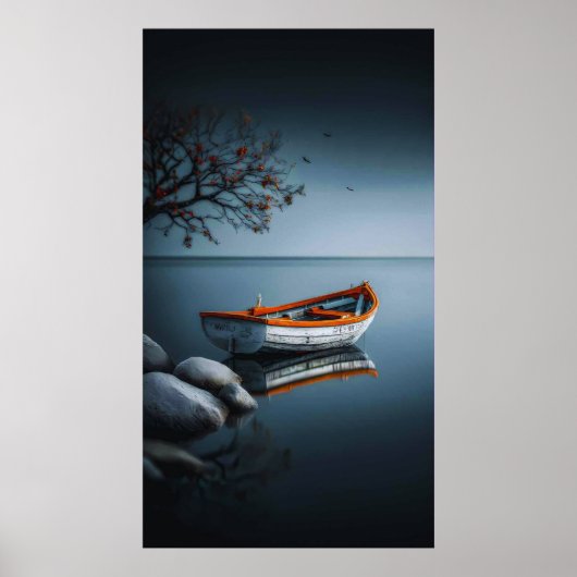 Schemerende Sereniteit: De Oranje Boot Poster (Voorkant)