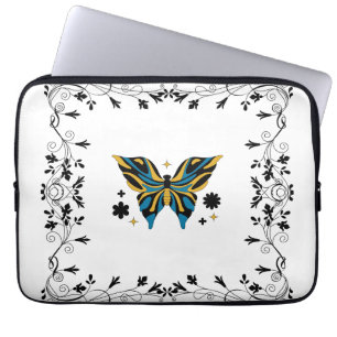Schemerende Vlinder – Bloemige Contrast Harmonie Laptop Sleeve